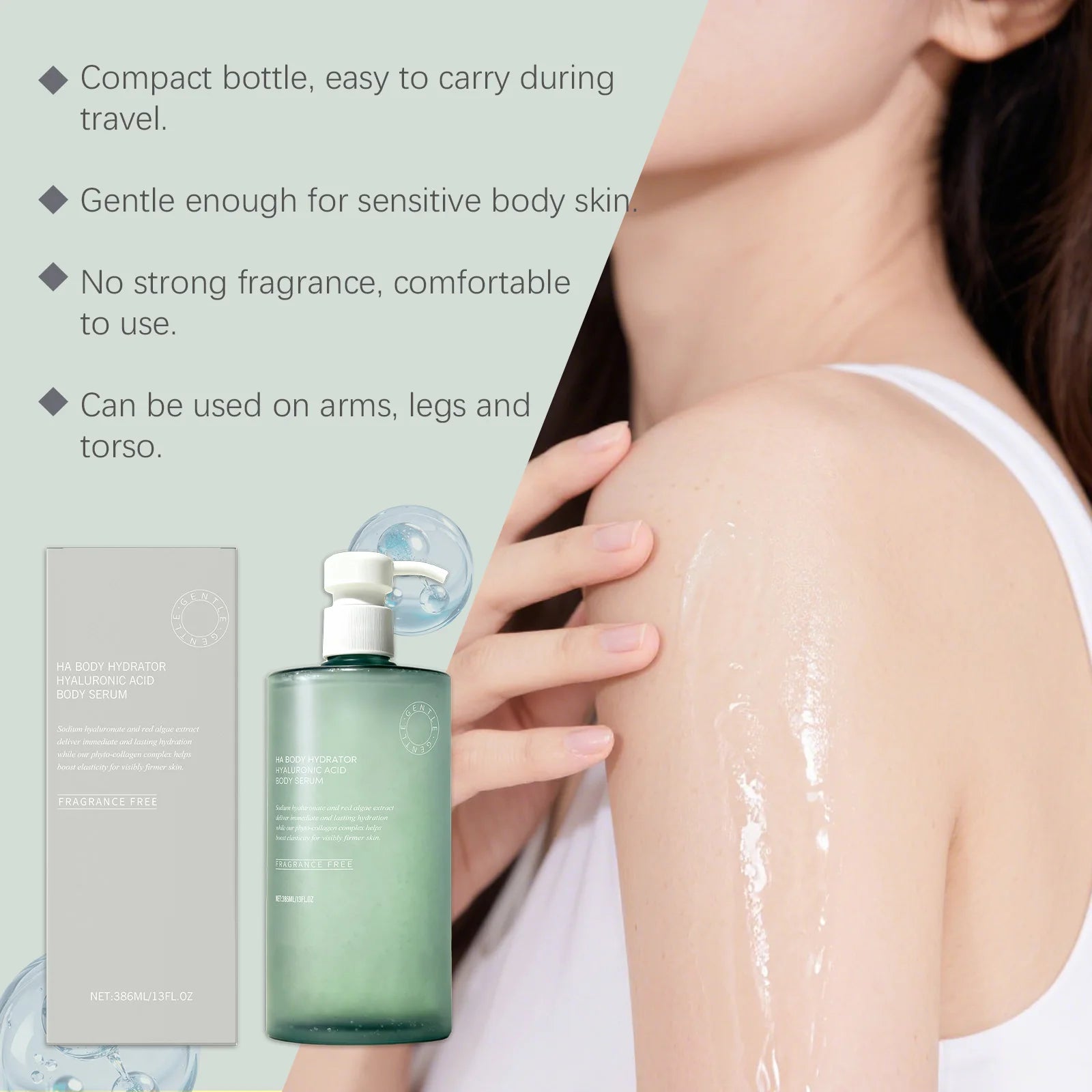 Hyaluronic Acid Body Serum Deep Hydrating Body Lotion for Smoother Plumper Looking Skin Lightweight Fast-Absorbing Body Care Oasis Select