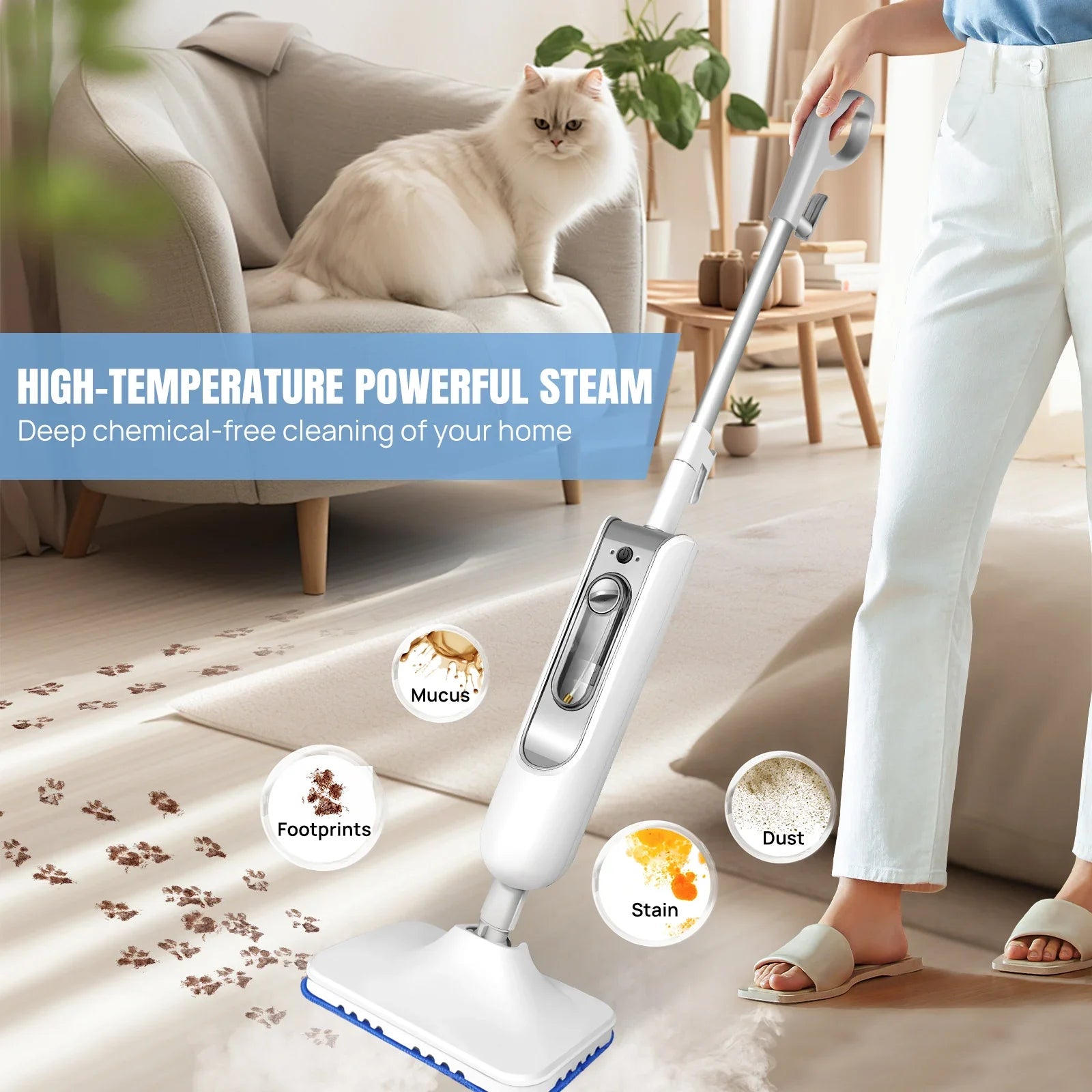 GUOHE 1500W Steam Mop & Detachable Cleaner | 400ml CE Certified