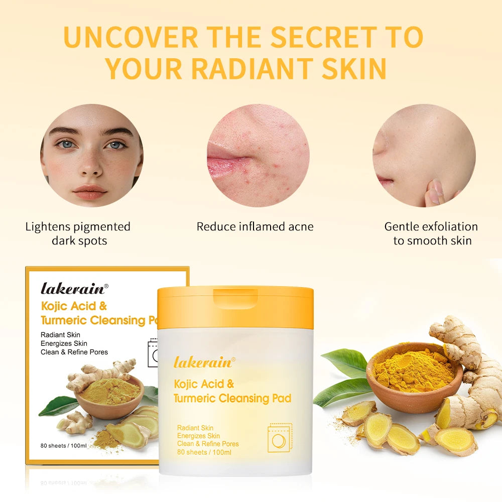 Turmeric & Kojic Acid Exfoliating Cleansing Pads – 80 Pack Exfoliating Cleansing Pads Oasis Select