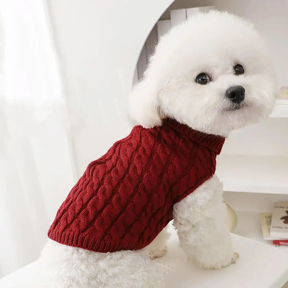 Turtleneck Knit Pet Sweater for Dogs & Cats | Winter Pullover