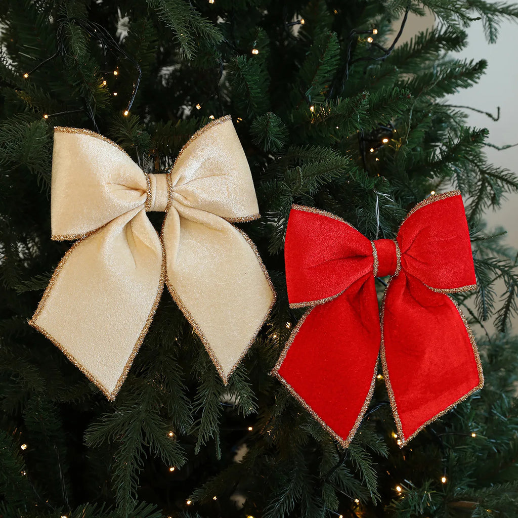Red Velvet Gold-Edged Christmas Bow Christmas Tree Hanging Ornament Christmas Decorations Christmas Tree Decorations Oasis Select