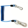 1.6Meters Stretch Stainless Steel Wire Core Fishing Lanyard with Carabiner Boating Retractable Safty Spring Coil Rope Oasis Select Blue