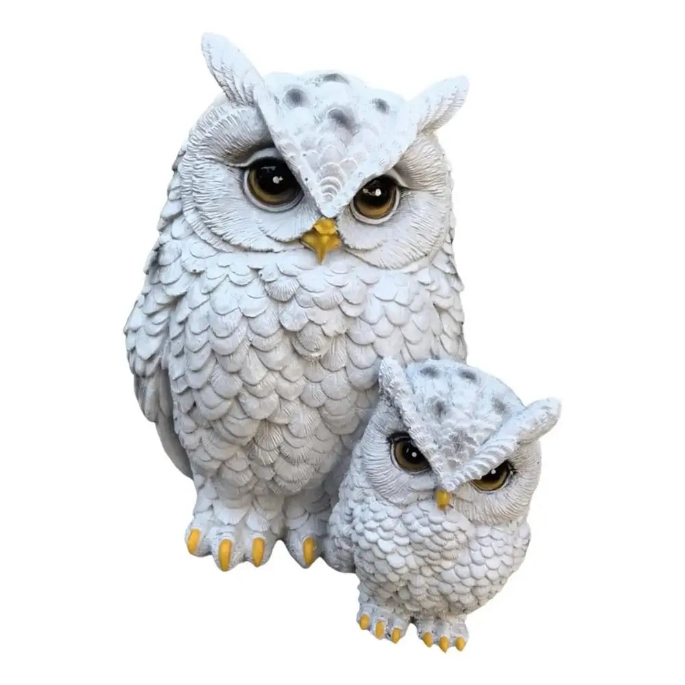Resin Owl Statue – Lifelike Mother & Baby Garden Figurine