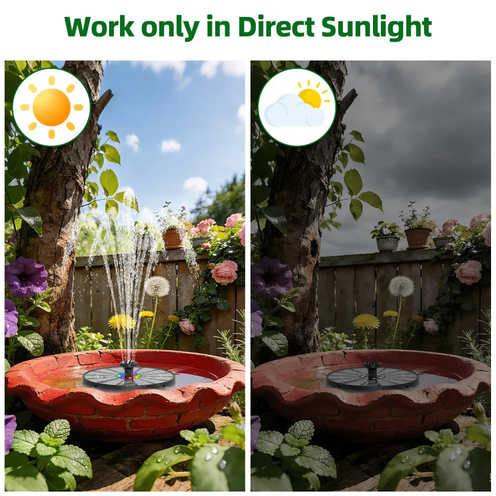 3.5W LED Solar Water Fountain Bird Bath Pump with 1200mAh Battery, 8 Nozzles and 4 Crash Bars, DIY Bird Bath Garden Aquarium etc Oasis Select