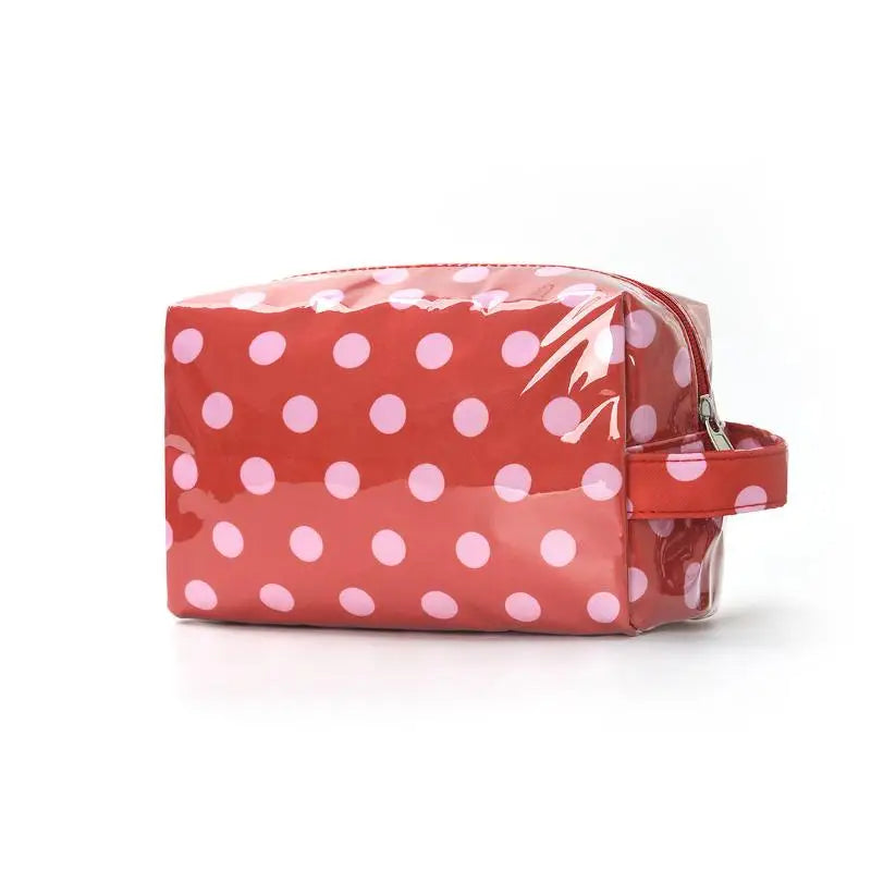 Polka Dot PVC Cosmetic Bag – Waterproof Travel Toiletry Organizer