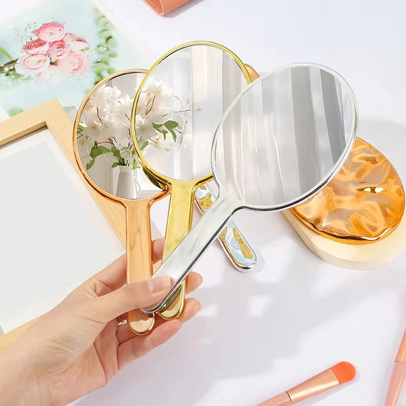 Oval Handheld Makeup Mirror – Portable Travel Cosmetic Mirror
