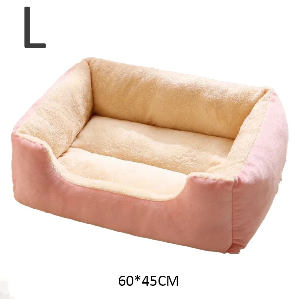 Color Square Winter Soft Warm House for Dog Bed for Dog Mat Waterproof Cat Bed Pet Bed for Large Medium Small Dog House Oasis Select Pink-L