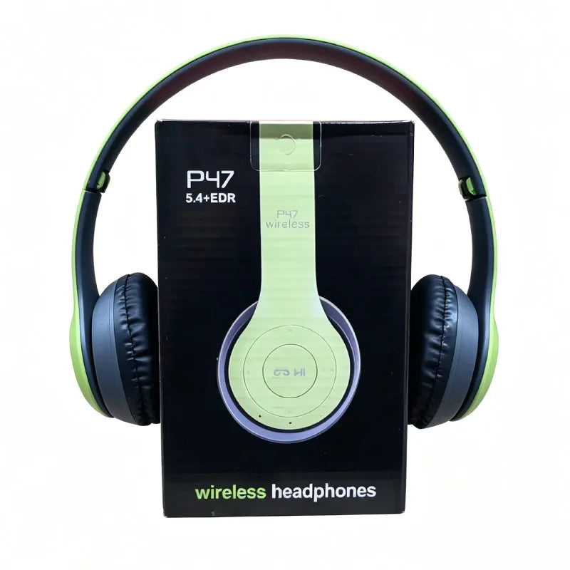 Stereo P47 Headset 5.0 Bluetooth Headset Folding Series Wireless Sports Game Headset Foldable Wireless Bluetooth Headphone Oasis Select green