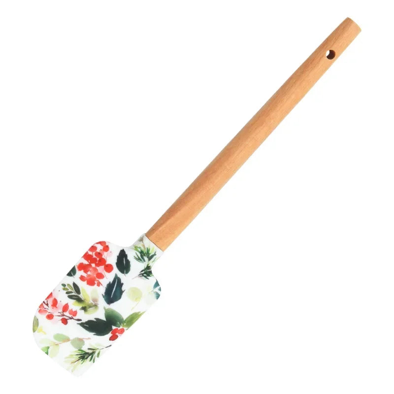 Christmas Non-Stick Silicone Cake Spatula Wooden Handle Chocolate Butter Mixer Pastry Cream Scraper Baking Kitchen Accessories Oasis Select Style 3