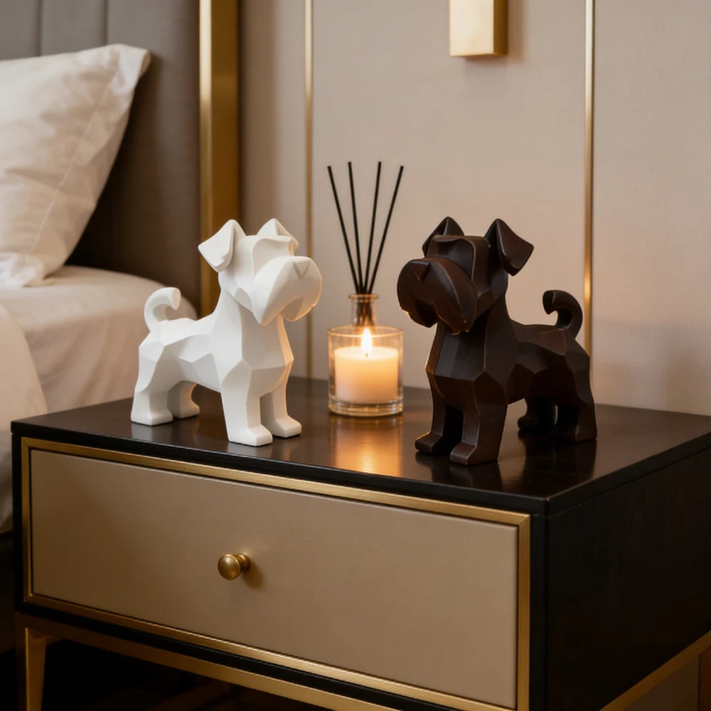 Schnauzer Dogs Figurines Resin Dogs Statue Minimalist desktop Ornaments Home Decoration for Living Room Bedroom Office Pets Gift Oasis Select