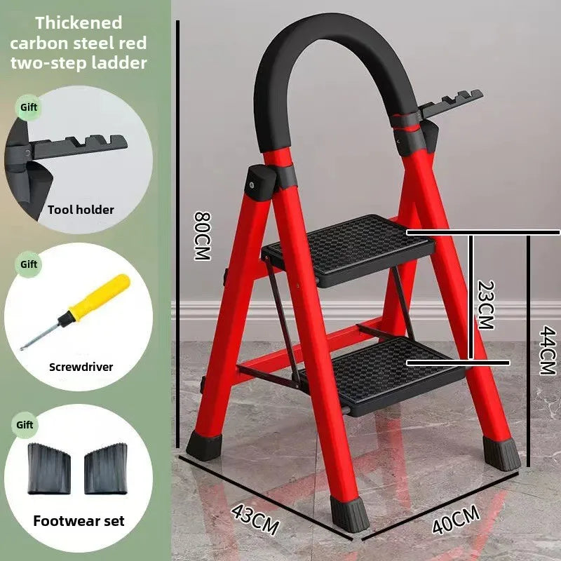 Ladder, zigzag ladder, folding ladder, three four five six step ladder, thickened carbon steel engineering ladder Oasis Select Redtwostep