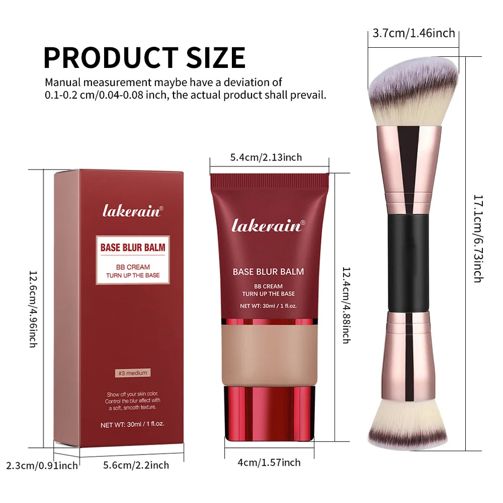 Liquid Foundation and Dual-Brush Combo Long Lasting 24H Control Oil Smooth Matte Balancing Shine Base Foundations Cosmetics Oasis Select