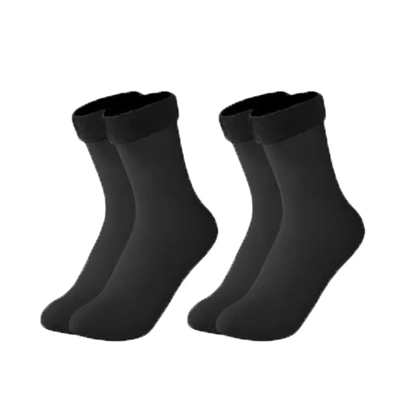 1/2/3pairs Snow Socks Middle Tube Solid Winter Plus Velvet Thick Keep Warm And Cold Socks Comfortable Mens Womens Floor Socks Oasis Select black 2pairs