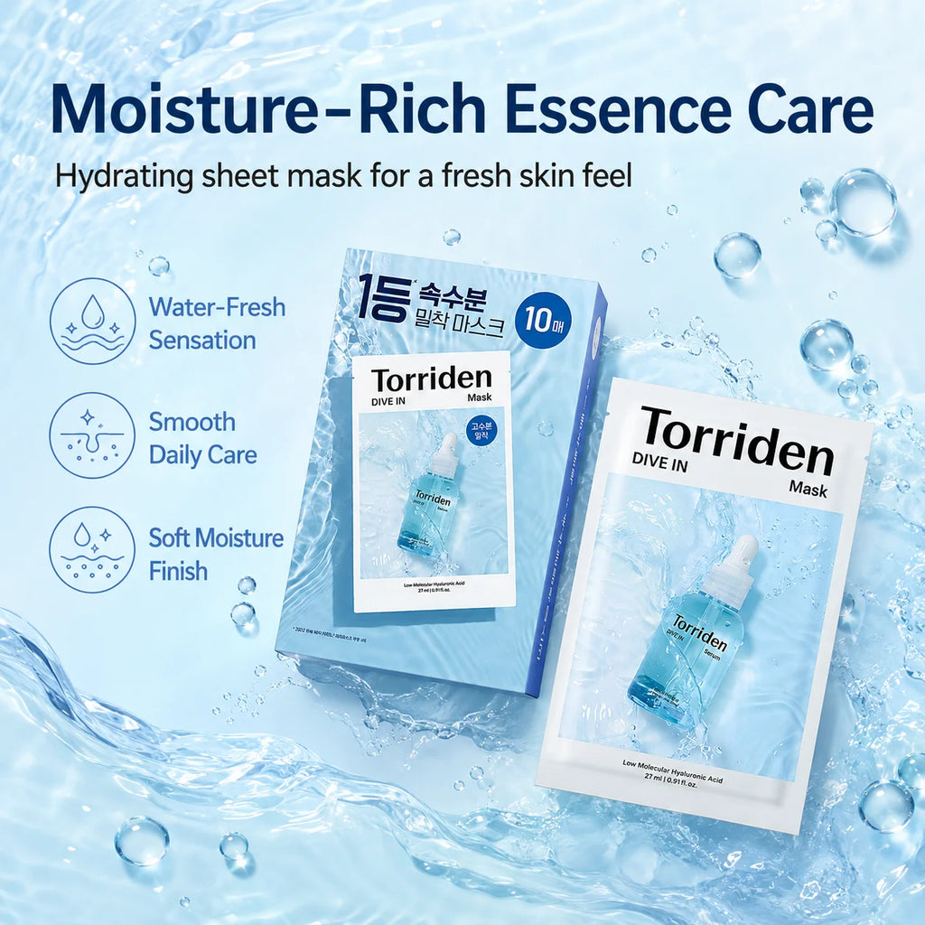 Torriden DIVE-IN Hyaluronic Acid Sheet Masks 10pcs | K-Beauty