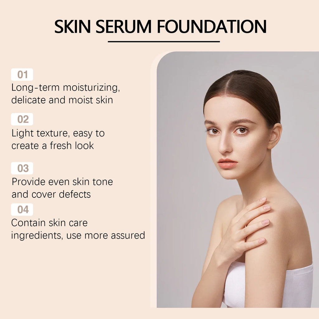 Moisturizing Liquid Foundation Even Skin Tone Cover Defects Brightening Skin Long Lasting Hydration Waterproof Makeup Cosmetics Oasis Select