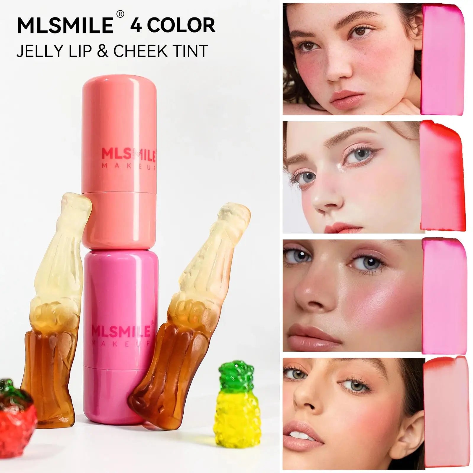 MLSMILE 2 In 1 Jelly Blush Stick Lip Cheek Tint Brightening Cream Makeup Long Lasting Natural Glow Oasis Select