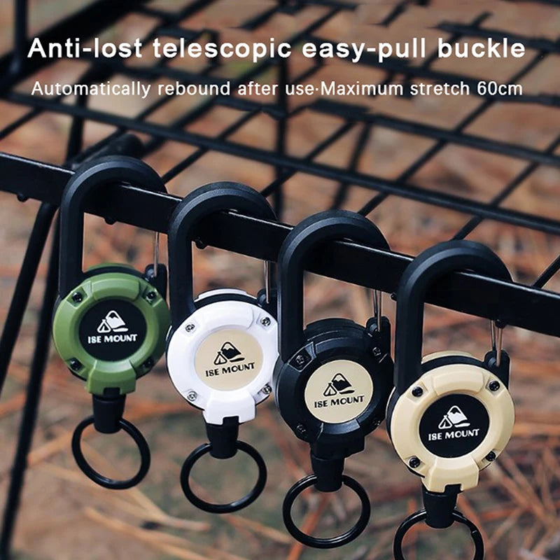 Anti-theft Metal Easy-to-pull Buckle Rope Elastic Keychain Retractable Key Ring Anti Lost Ski Pass ID Card Oasis Select