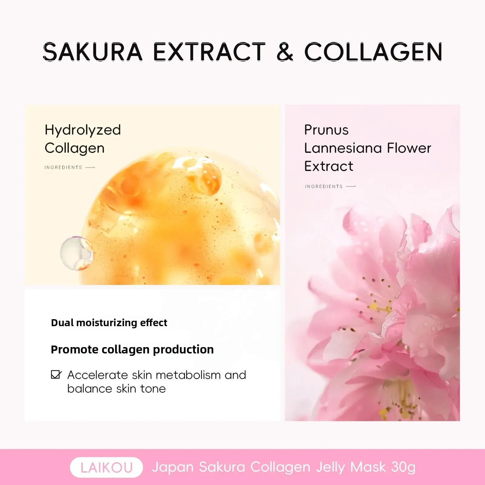 LAIKOU Sakura Collagen Jelly Facial Mask 30g – Hydrating Gel