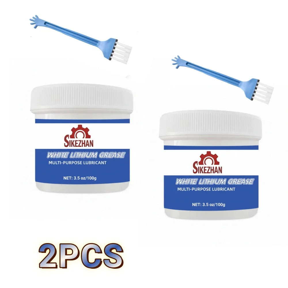 Premium White Lithium Grease With Brush Waterproof Multi-Purpose Lubricant Anti Rust Auto Marine Garage Door Hinge Metal Parts Oasis Select 200g