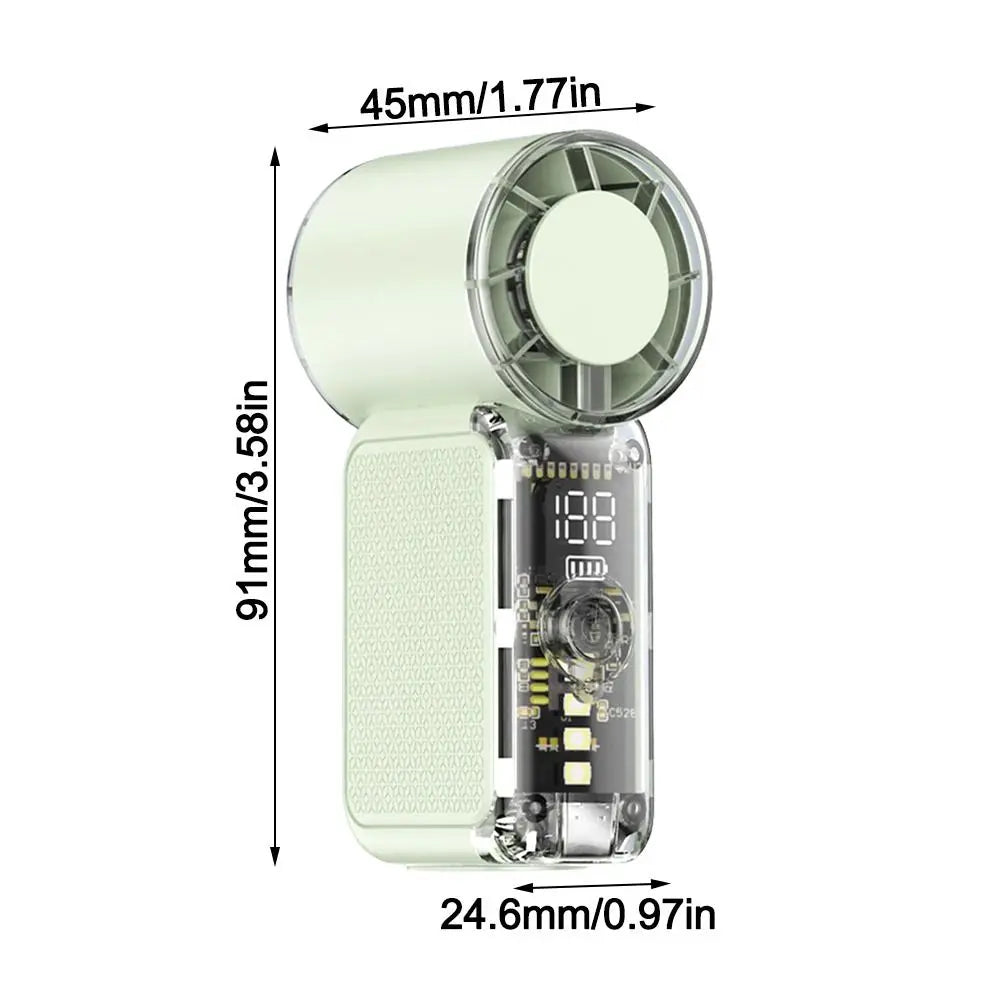 New Adjustable Settings Mini Handheld Fan High Speed USB Rechargeable Pocket Fan with Light LED Display Fan Summer Oasis Select