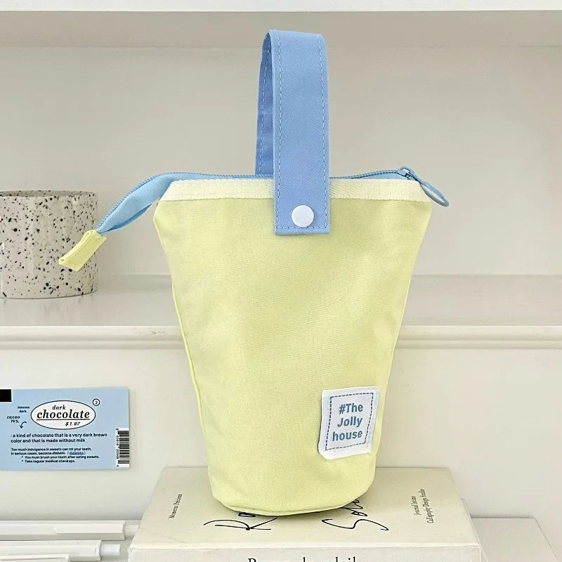 High-value pen holder pencil case Japanese ins boys and girls high school students large-capacity pencil case can stand Oasis Select 1pcs yellow