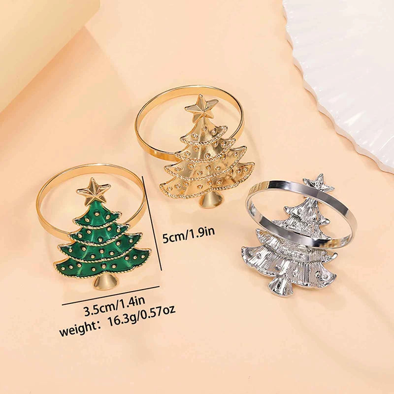 Christmas Napkin Rings Set of 6 | Xmas Holiday Table Decor