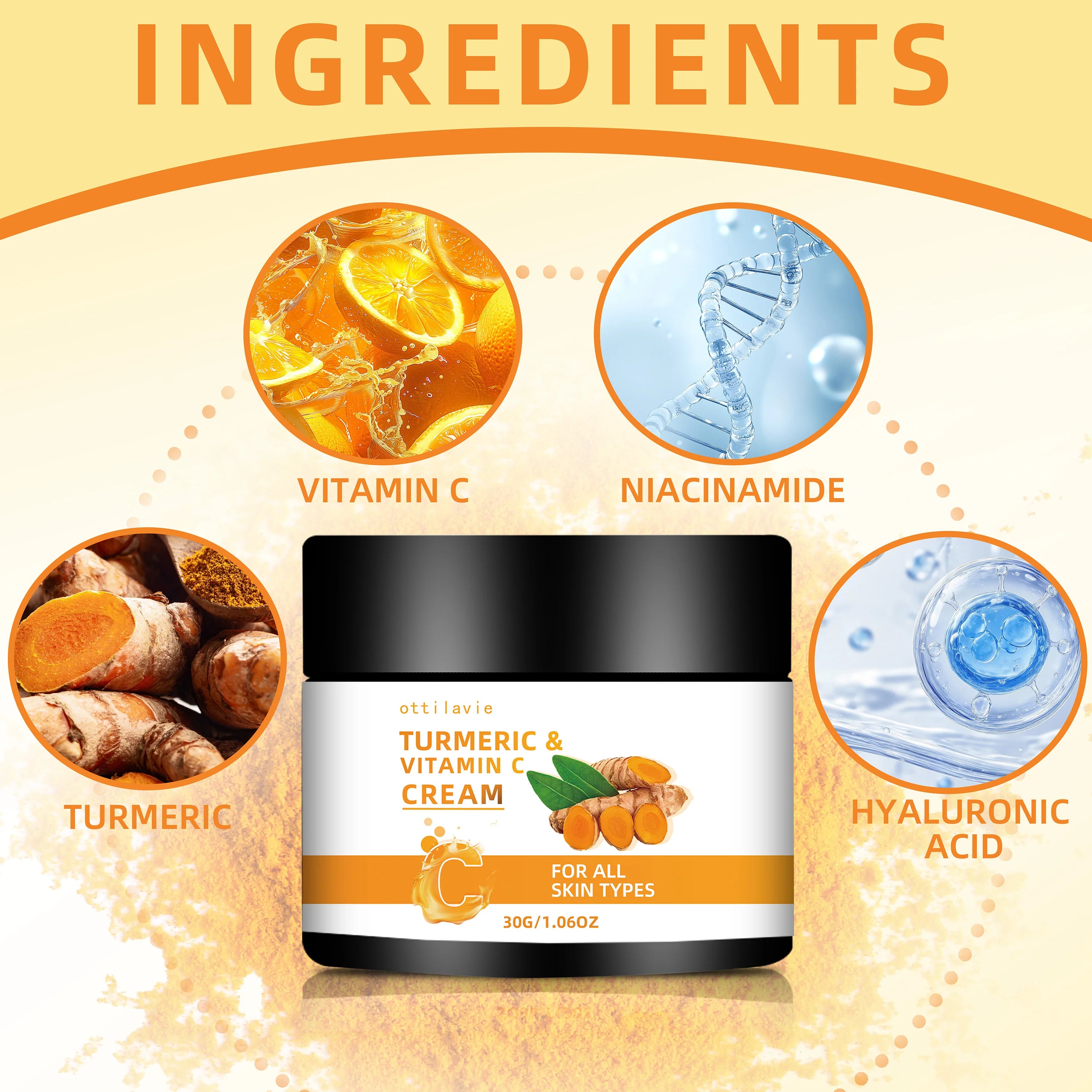 Turmeric & Vitamin C Cream 2pc Set – Hydrating, All Skin Types Face & Body Cream Oasis Select