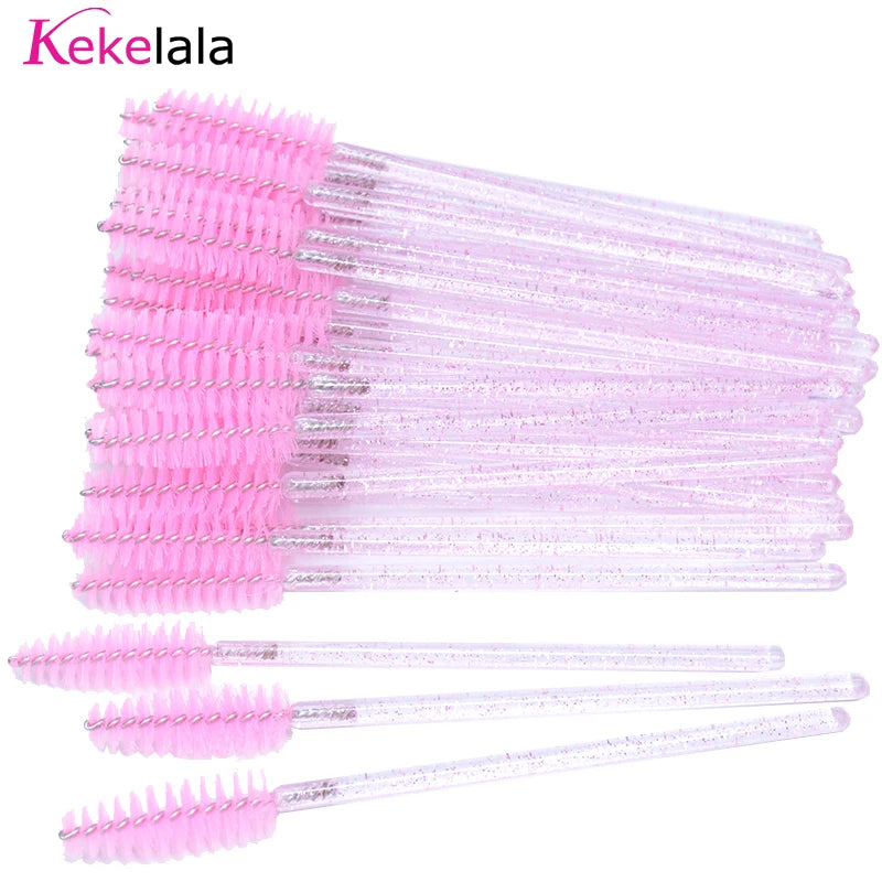 50pc Disposable Mascara Wands & Spoolie Brushes in Bottle Mascara Wand Spoolies Oasis Select pink in bag
