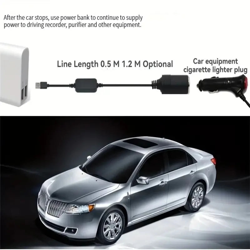 1pc 5V 2A USB To 12V Cigarette Lighter Socket USB Male to Female Cigarette Lighter Adapter Converter Car Electronics Accessories Oasis Select
