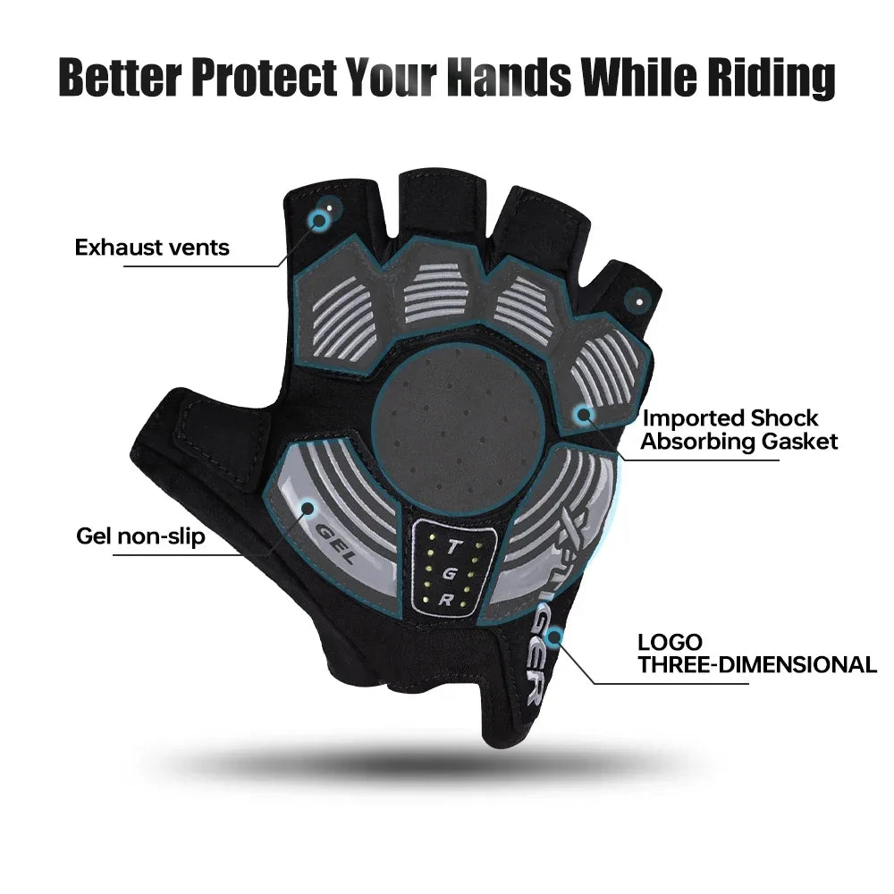X-TIGER Men Women Cycling Gloves Breathable Damping MTB Road Bike Special Gloves Non-slip Bicycle Half Finger Gloves Oasis Select