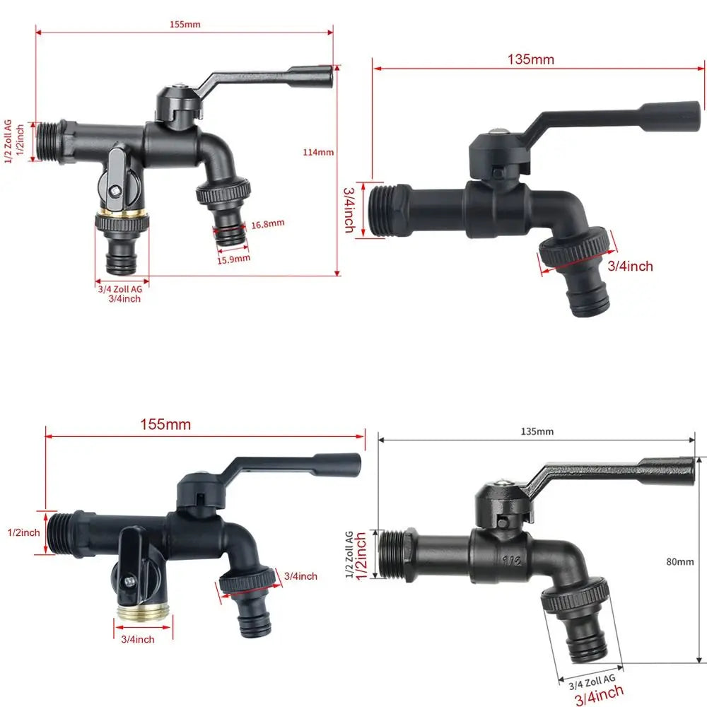 Durable All Copper Tap Water Faucet 4/6/8 Points Garden Irrigation Valve Switch One Into One Out Thread Sink Tap Garden Watering Oasis Select