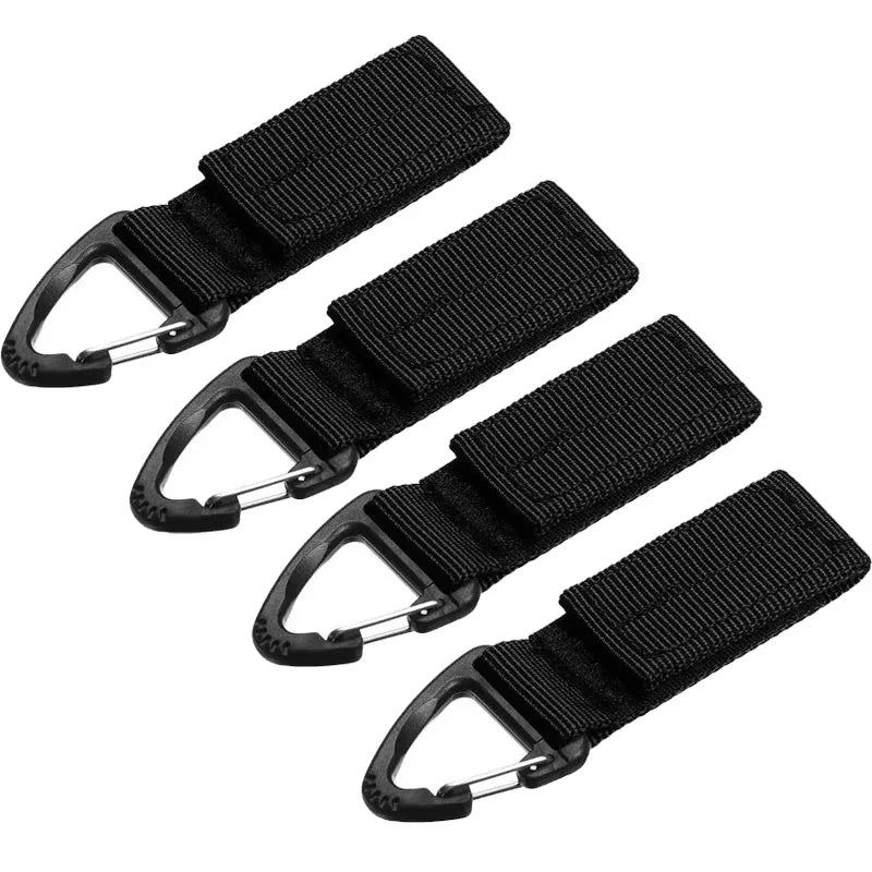 2/4Pcs Tactical Hanging Key Hook Clip Clamp Buckle Nylon Webbing Molle Belt Carabiner Outdoor Strap Climbing Accessories Oasis Select Black 4pcs