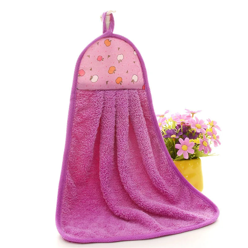 4pcs Wipe Hands Towels，Household necessities，Kitchen, bathroom，Quick Dry Wall-Mounted Soft Plush Loops Cleaning Cloths，Lovely Oasis Select Purple