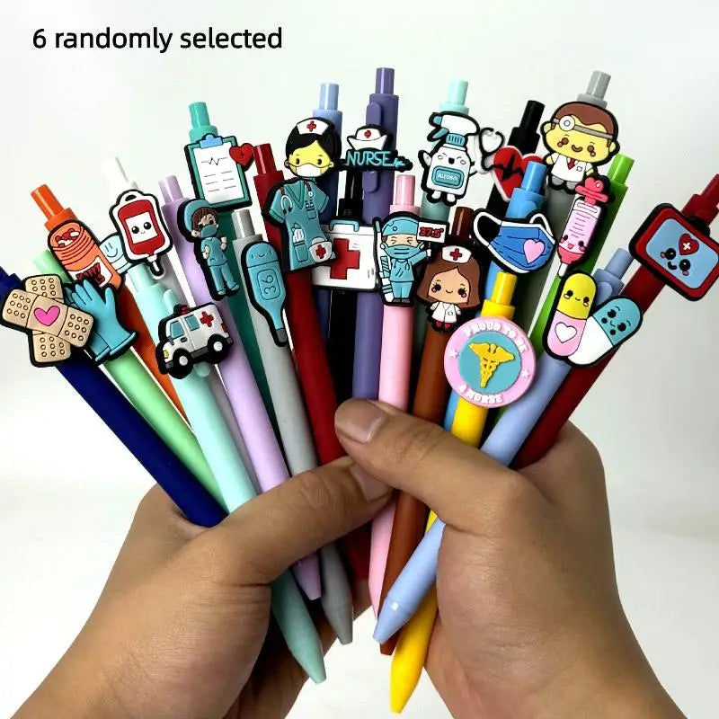 6/10Pcs Medical Record Pens Nurse Doctor Writing Gel Pens Nurses Day Gift Student Retractable Ballpoint Pen Oasis Select A5