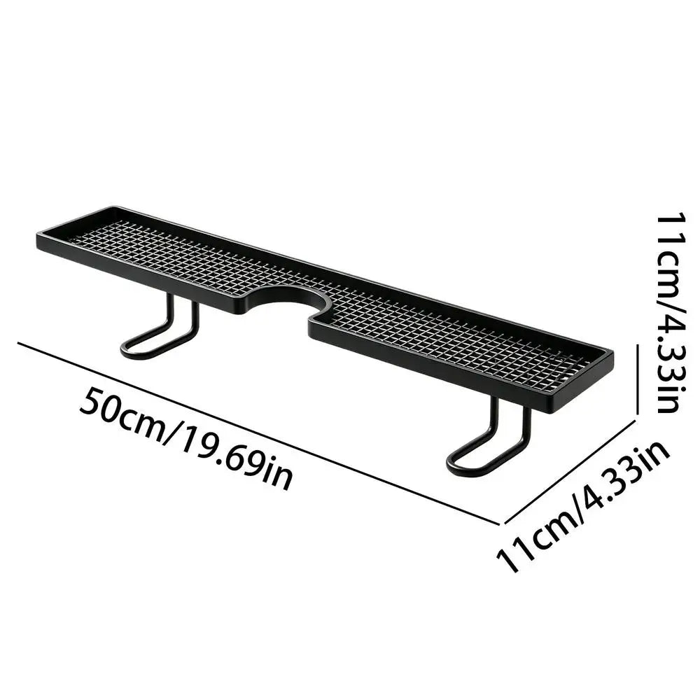 Bathroom Counter Shelf Draining Anti Slip Faucet Shelf Heavy Duty Hollow Out No Drill Bathroom Shelf Bathroom Sink Organizer Oasis Select Black