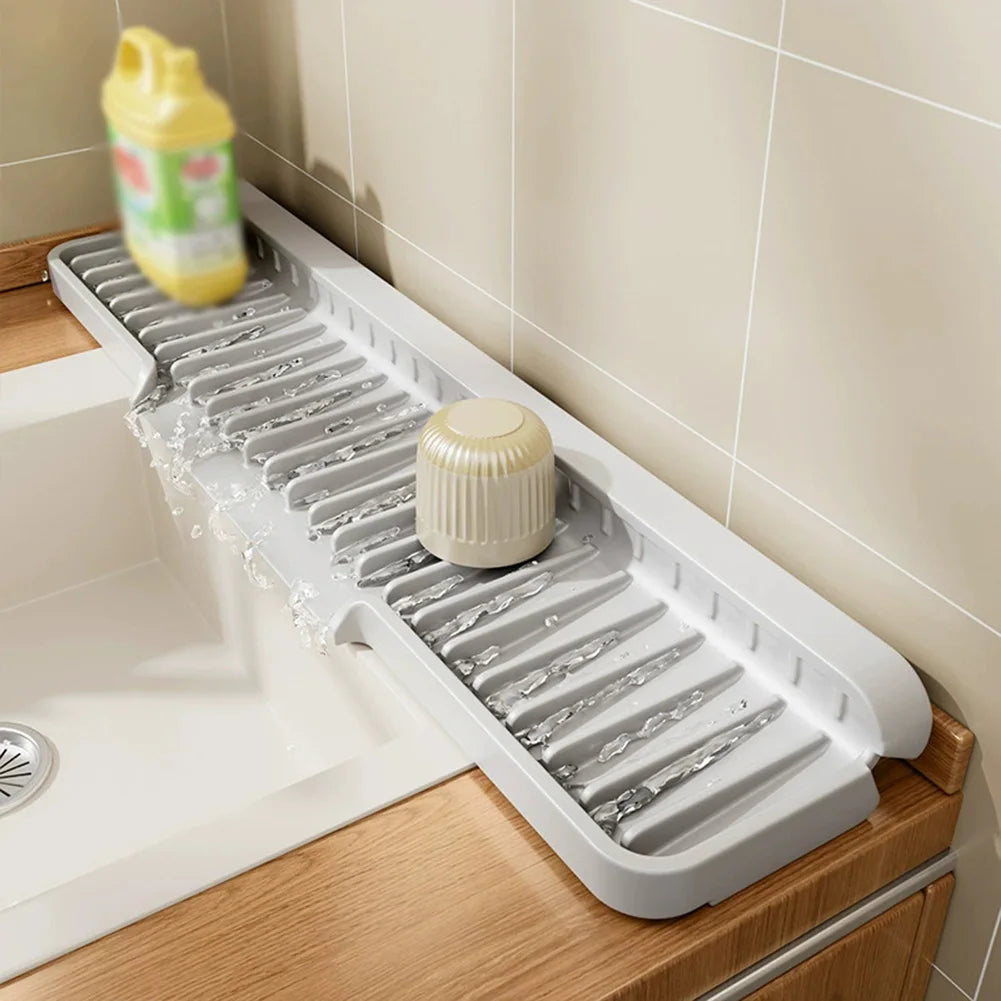 Kitchen Sink Splash Guard Silicone Drainage Mat Dish Soap Dispenser Sponge Holder Mat For Kitchen Sinks Narrow Edge Oasis Select