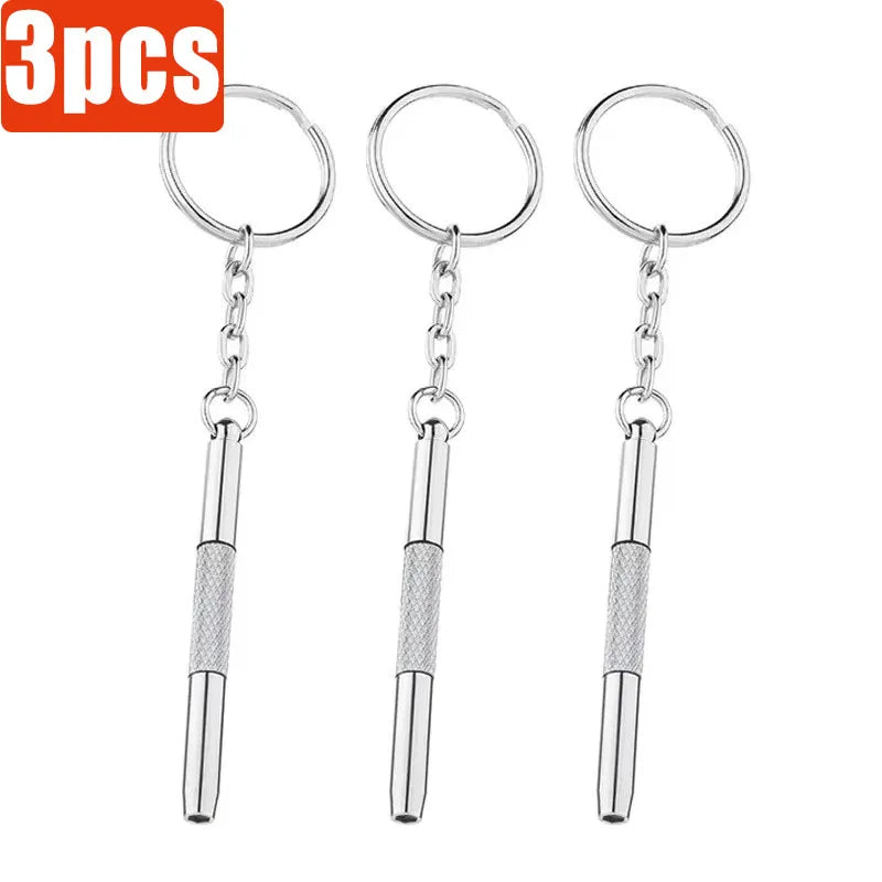 1-10Pcs Steel Glasses Screwdriver Eyeglass Screwdriver Watch Repair Kit with Keychain Hand Tools Precision Screwdriver Tools Oasis Select 3pcs