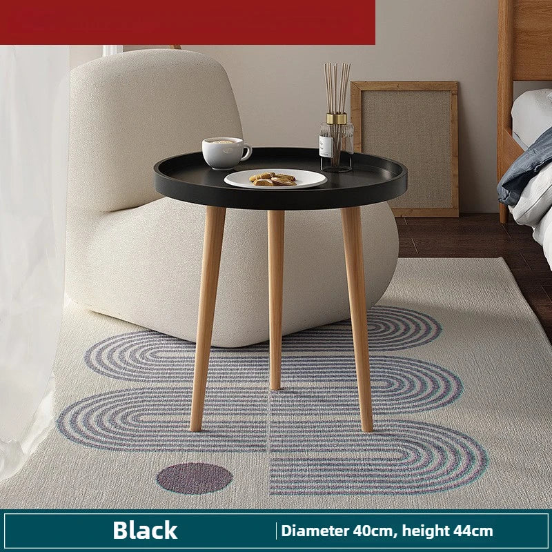 Multi-functional Nordic small round table coffee table sofa side balcony bedroom simple round small coffee table Durable Oasis Select 40 black B