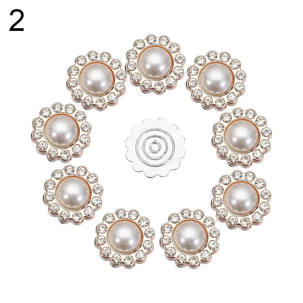 Vintage Buttons Clothing Flatback Plating Pearl Buckle Rhinestone