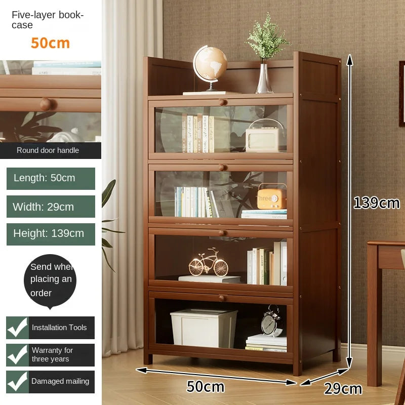 Bookshelf, bookcase, dust-proof floor-standing storage rack, household children and students storage rack with doors Oasis Select Five floors 50