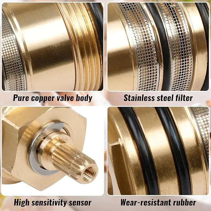 Brass Shower Thermostatic Cartridge Replacement Kit - Bathroom Water Temperature Control Mixer Valve Bar Faucet Repair Oasis Select