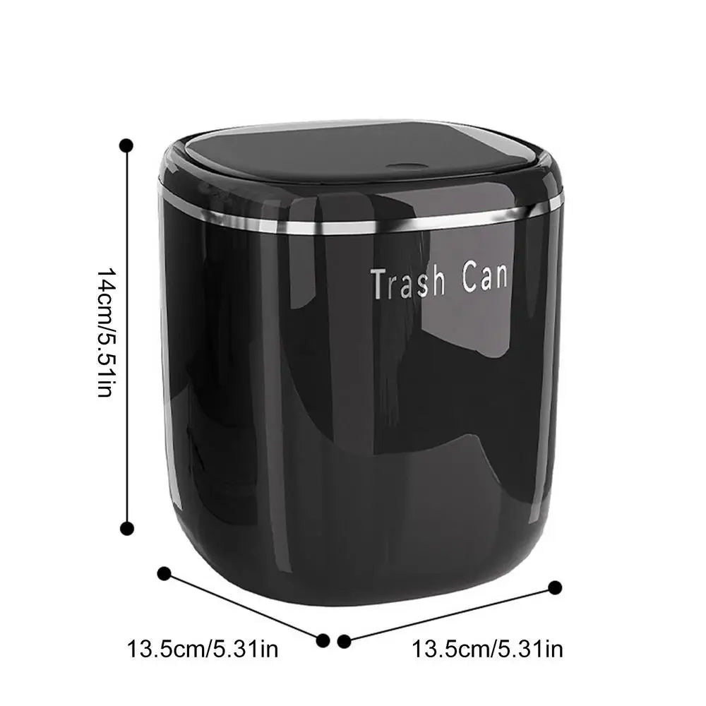 Mini Desk Trash Can with Lid – Compact 2.6L Press-Top Bin