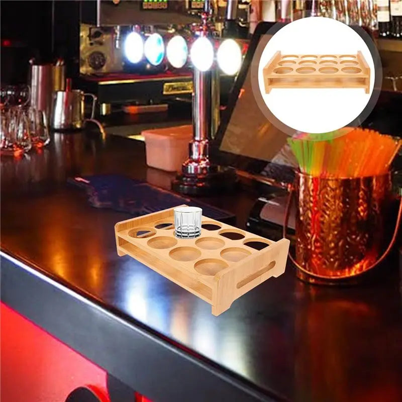 LIKE WISH 2X Shot Glasses Set Shot Glass Tray Holder With 12 Holes Serving Stand For Tequila Whiskey Brandy-Party Club Bar Oasis Select