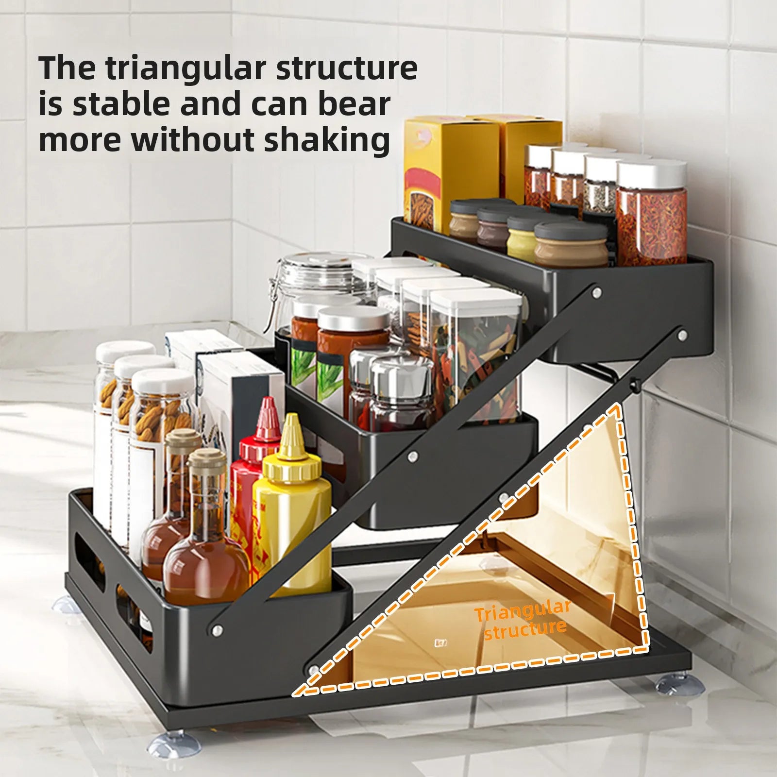 Kitchen seasoning rack adjustable high condiment rack countertop household snap-on oil, salt, sauce and vinegar seasoning Oasis Select