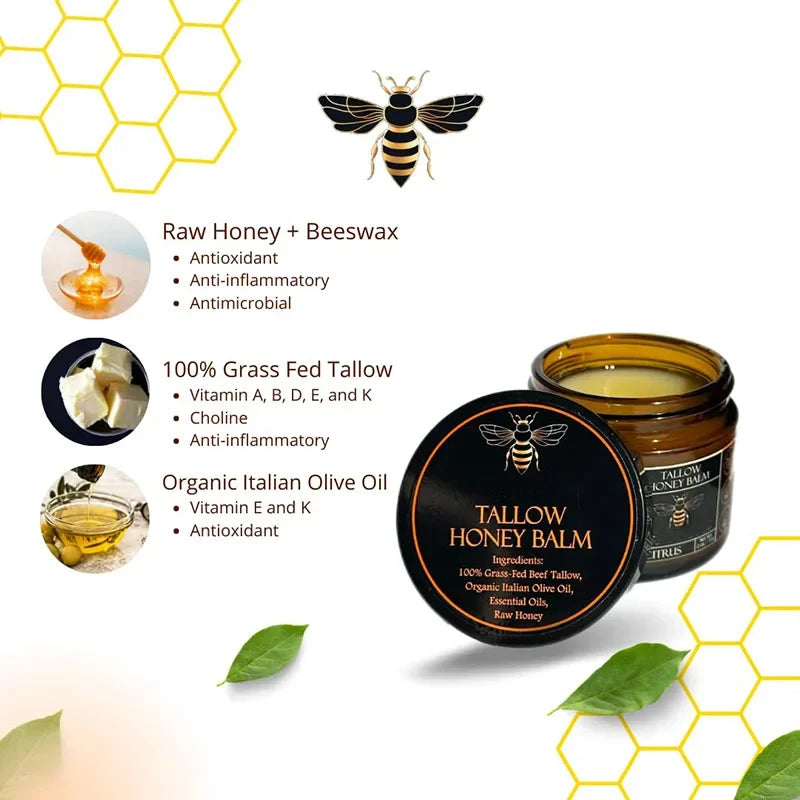 LAIKOU Grass-Fed Beef Tallow & Raw Honey Moisturizing Balm