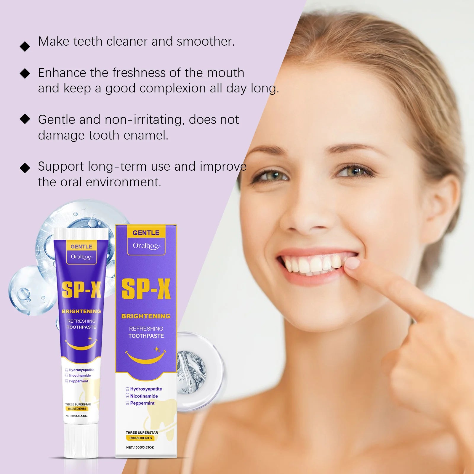 Oralhoe Teeth W-hitening Care Toothpaste Fresh Breath Remove Stains Improve Bad Breath Gingiva Protection Clean Oral Care Cream Oasis Select
