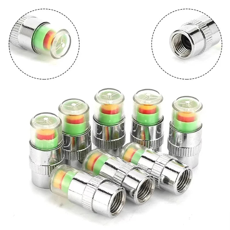 4/24pcs Motorcycle Car Tire Pressure Monitor Valve Cap Sensor Indicator Eye Alert Auto Tire Pressure Inspection Tool Tire Valve Oasis Select