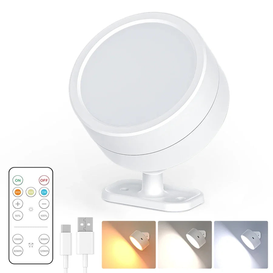 Rechargeable Wireless Magnetic LED Wall Lamp – 360° + Remote LED Wall Sconce Oasis Select White Tri color