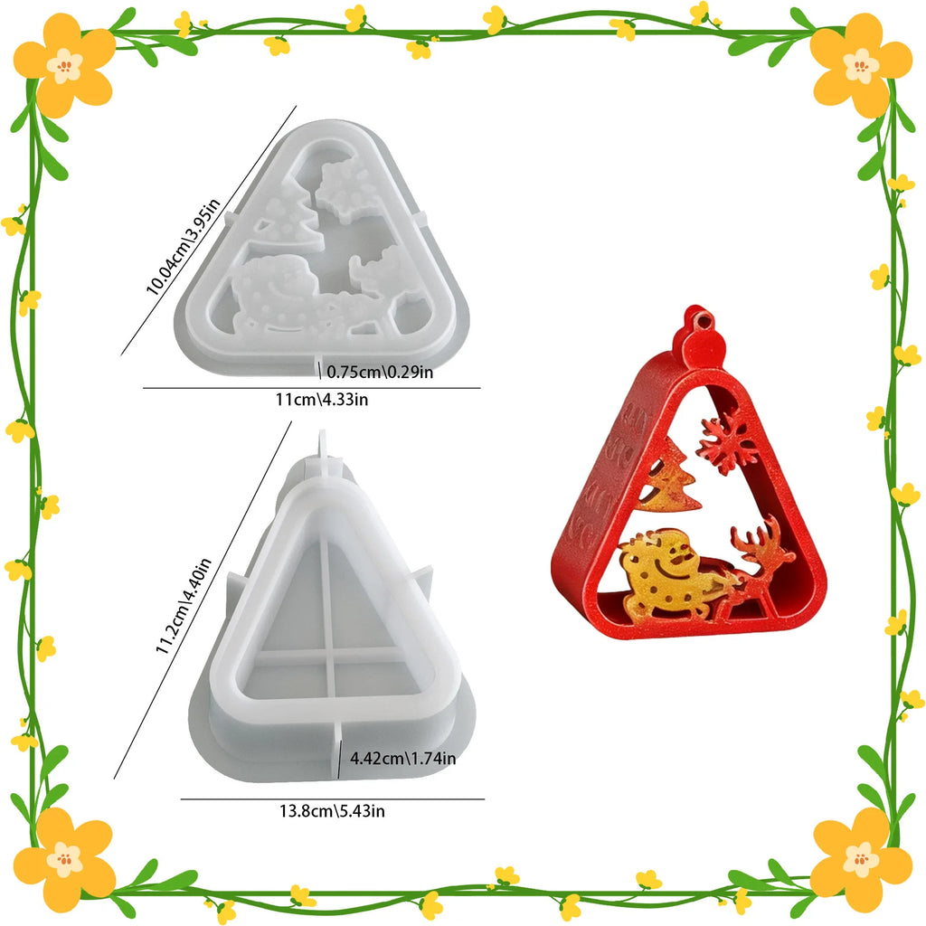 Christmas Triangle Candlestick Silicone Mold Santa Claus Snowman Tree Festival Resin Mould Mini Table Ornaments Home Decoration Oasis Select Group A mold