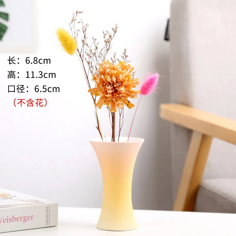 Frosted Gradient Mini Ceramic Vase Flower Arrangement Light Luxury Garden Home Dry Flower Living Room Table Decoration Oasis Select D powder